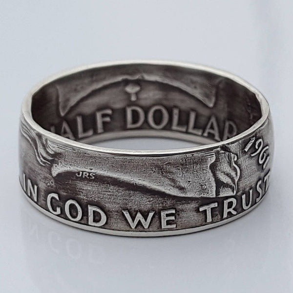 Classic We Believe In God Floating Carved Vintage Rings