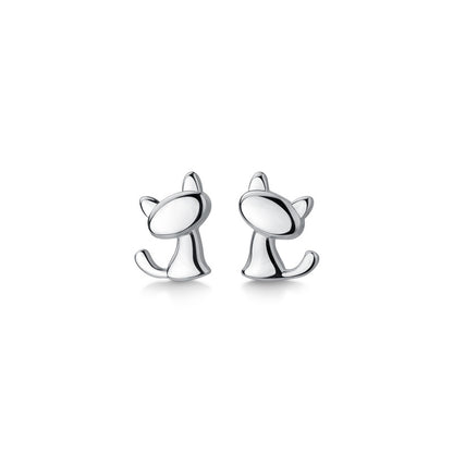 Lodge Sier Cute Small Cat Simple Earrings