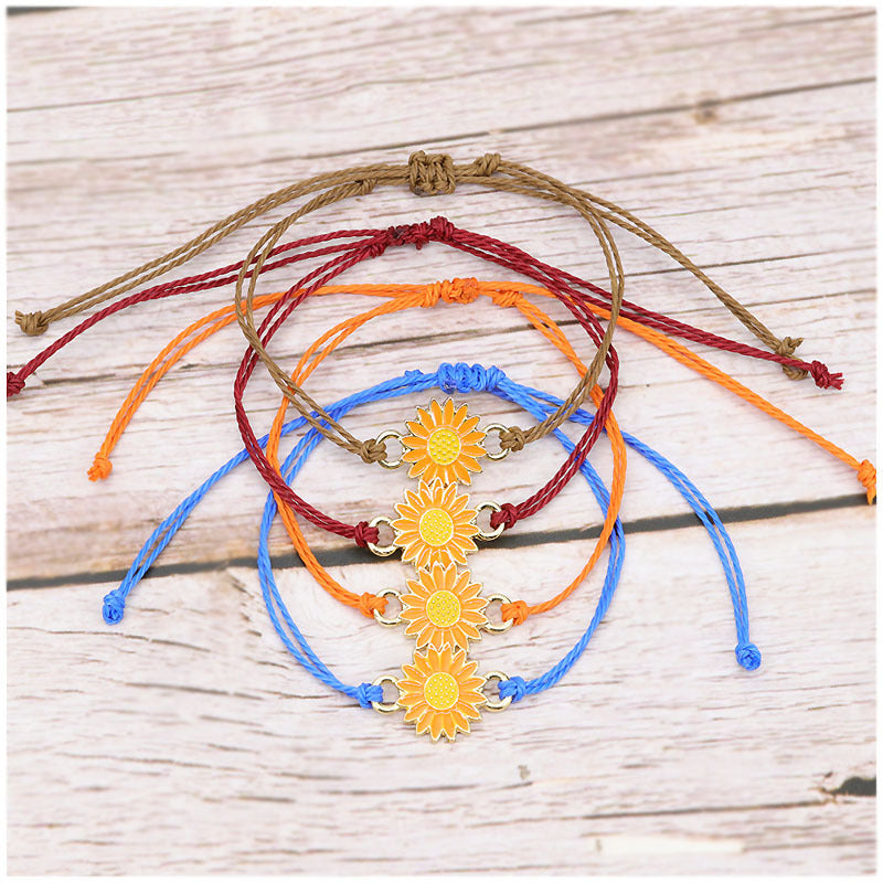 Sunflower Daisy Wax Line Woven Chrysanthemum Bracelets