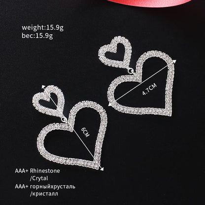 Heart Shape Rhinestone Claw Chain Peach Rings