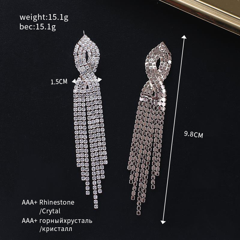 Cross Long Fringe Bridal Wedding Stage Earrings