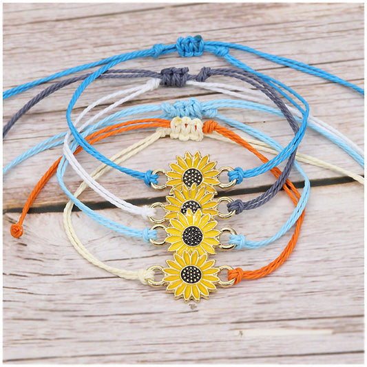 Sunflower Daisy Wax Line Woven Chrysanthemum Bracelets