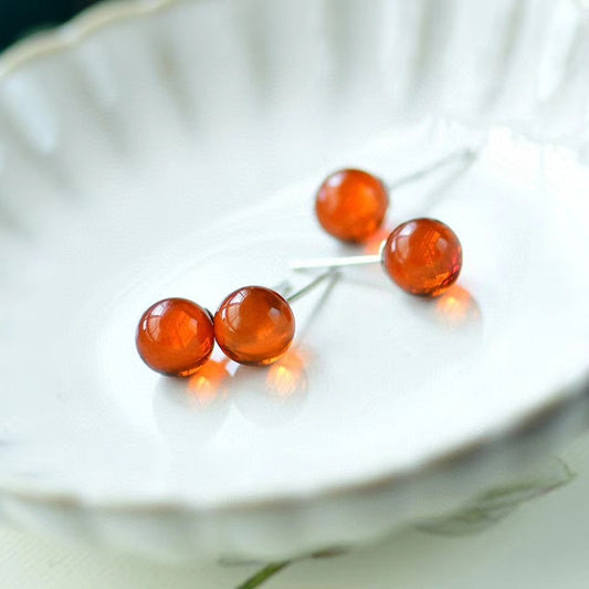 Amber Beeswax Aura Essence Blood Ball Pure Earrings