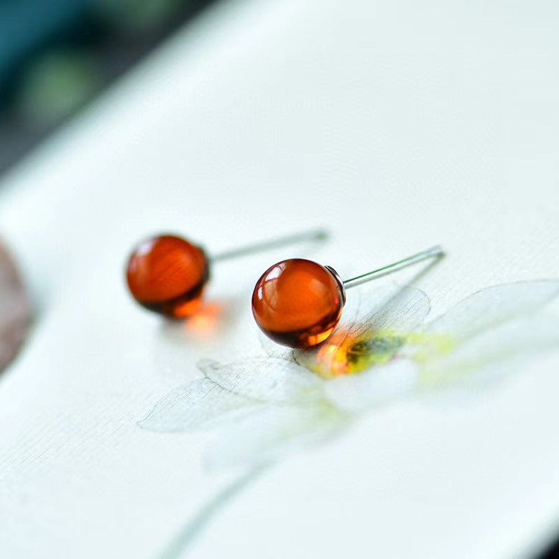 Amber Beeswax Aura Essence Blood Ball Pure Earrings