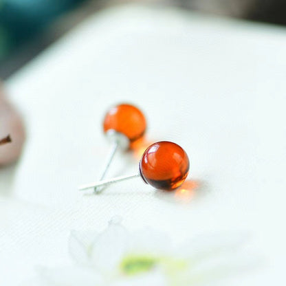 Amber Beeswax Aura Essence Blood Ball Pure Earrings