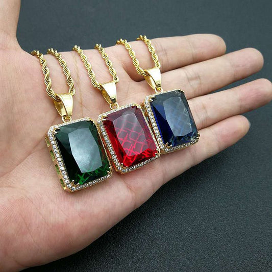 Ear Accessories Titanium Steel Gold-plated Rectangular Pendants