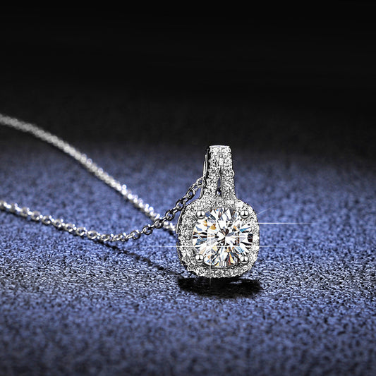 Women's Sier Karat Moissanite Home Square Bag Necklaces