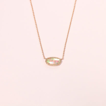 Series Elegant Brass Oval Geometric Colored Necklaces