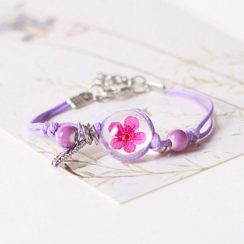 Women's Dried Flower Woven Jewelry Adjustable Small Ethnic Bracelets