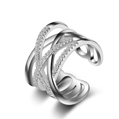 Eye-catching Female Hipster Line Diamond Little Finger Rings