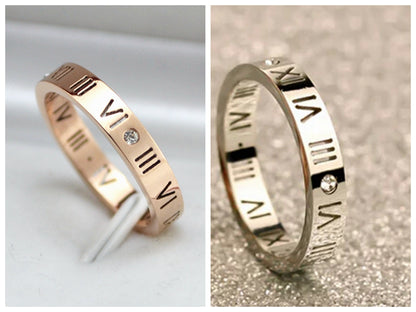 Roman Numerals Couple Titanium Steel Little Finger Rings