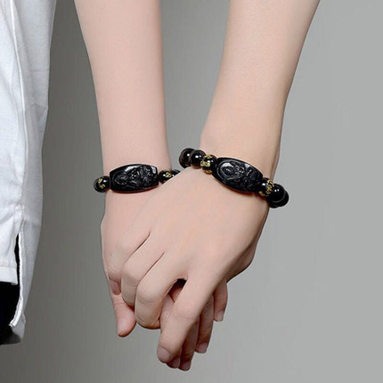 Zodiac Imitation Obsidian Buddha Lucky Eight Bracelets