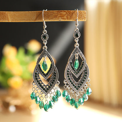 Long Retro Style Alloy Water Drop Earrings