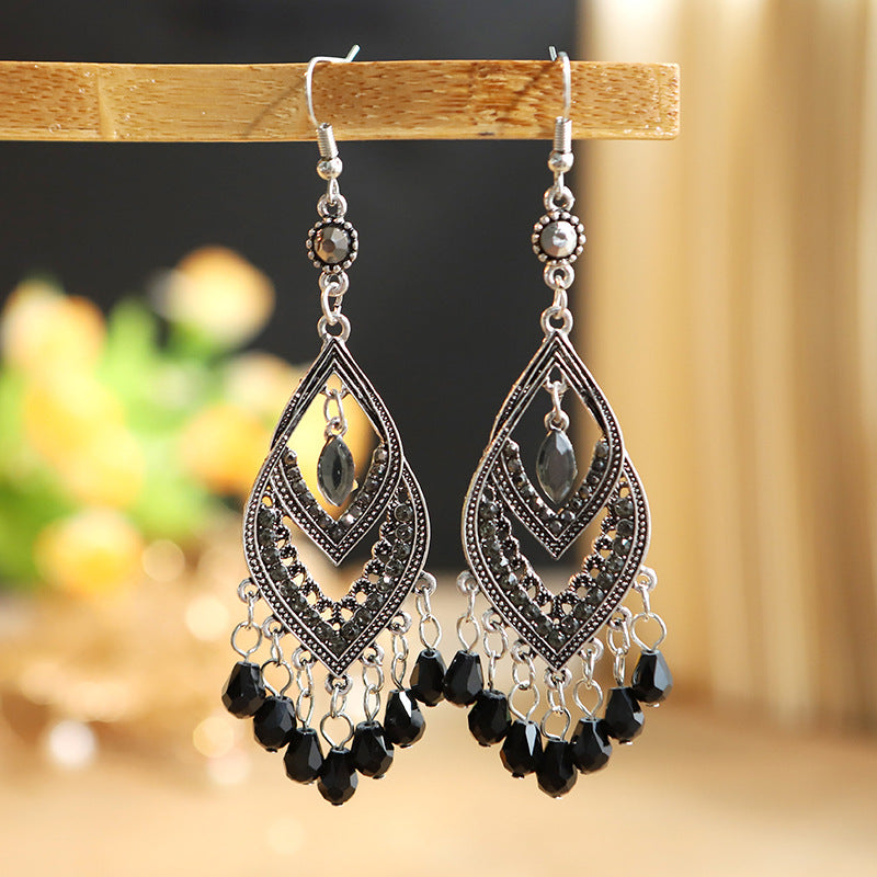 Long Retro Style Alloy Water Drop Earrings