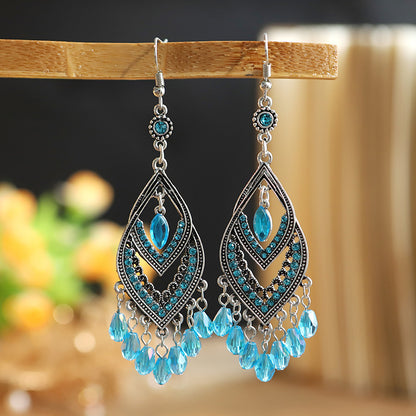 Long Retro Style Alloy Water Drop Earrings