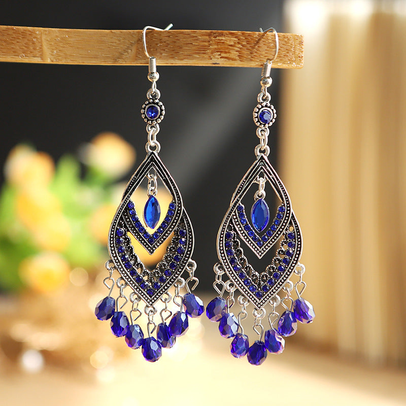 Long Retro Style Alloy Water Drop Earrings