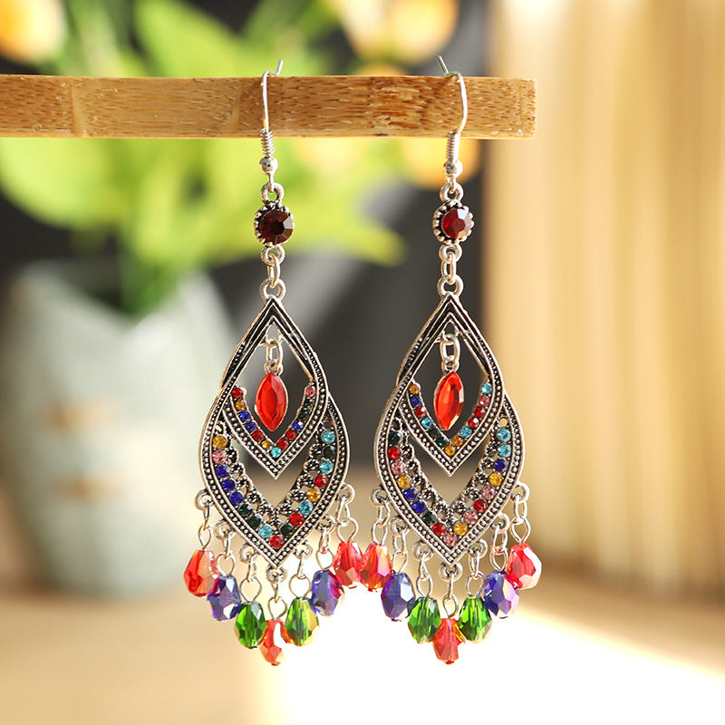 Long Retro Style Alloy Water Drop Earrings