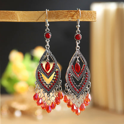 Long Retro Style Alloy Water Drop Earrings