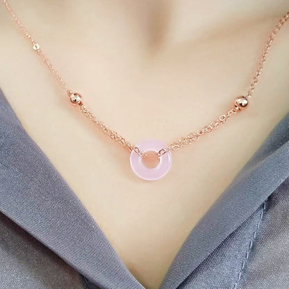 Pink Crystal Temperament Simulation White Jade Necklaces