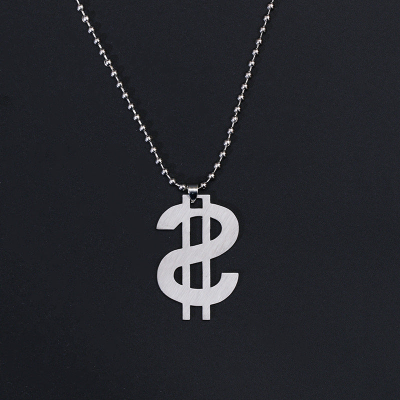 Women's & Men's Disco Personality Titanium Steel Dollar Symbol Necklaces