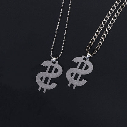 Women's & Men's Disco Personality Titanium Steel Dollar Symbol Necklaces