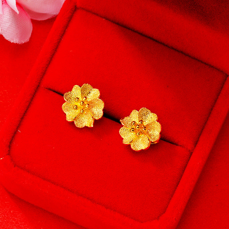 Women's Summer Flower High-grade Rose Vietnam Placer Earrings