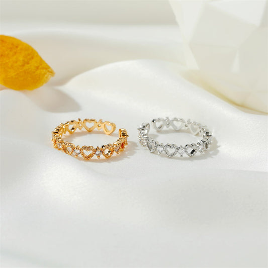 Children's Heart-shaped Light Extravagant Love Heart Open Personality Fashion Design Rings