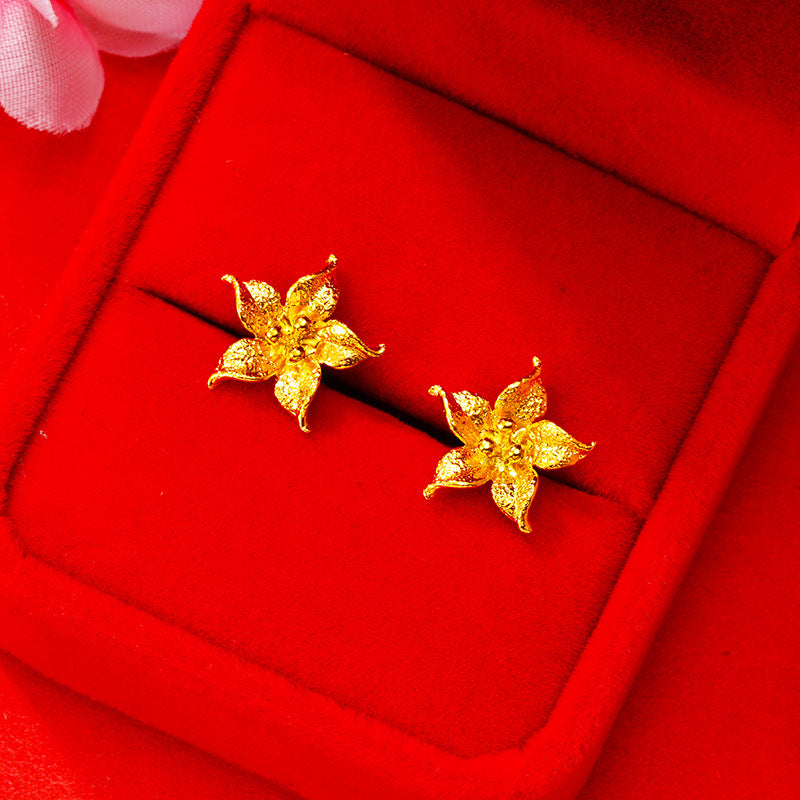 Women's Summer Flower High-grade Rose Vietnam Placer Earrings