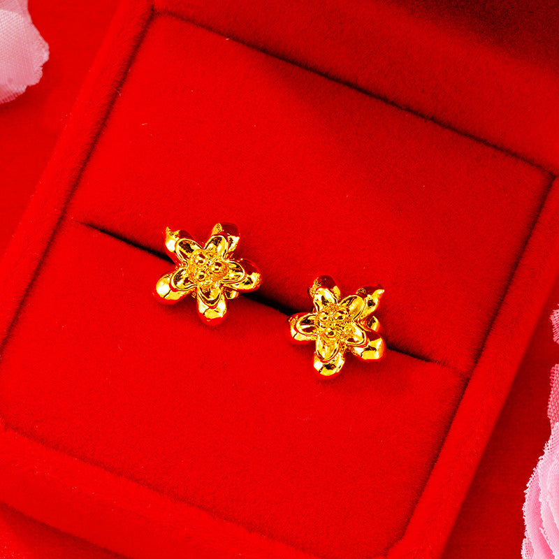 Women's Summer Flower High-grade Rose Vietnam Placer Earrings