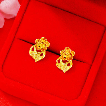 Women's Summer Flower High-grade Rose Vietnam Placer Earrings