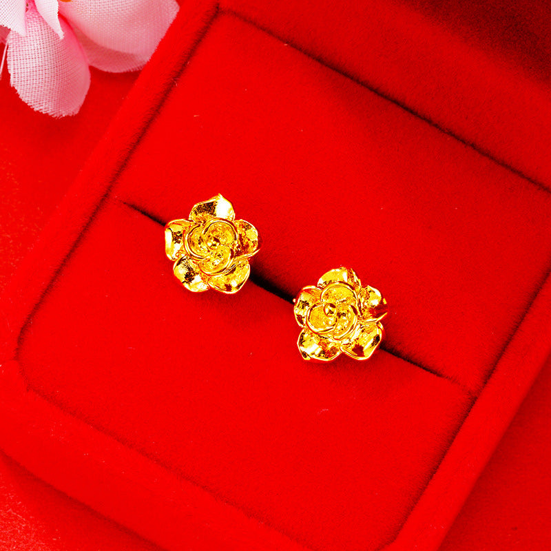 Women's Summer Flower High-grade Rose Vietnam Placer Earrings