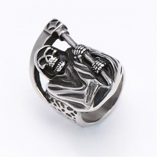 Men's Retro Imitation Titanium Steel Death Sickle Rings