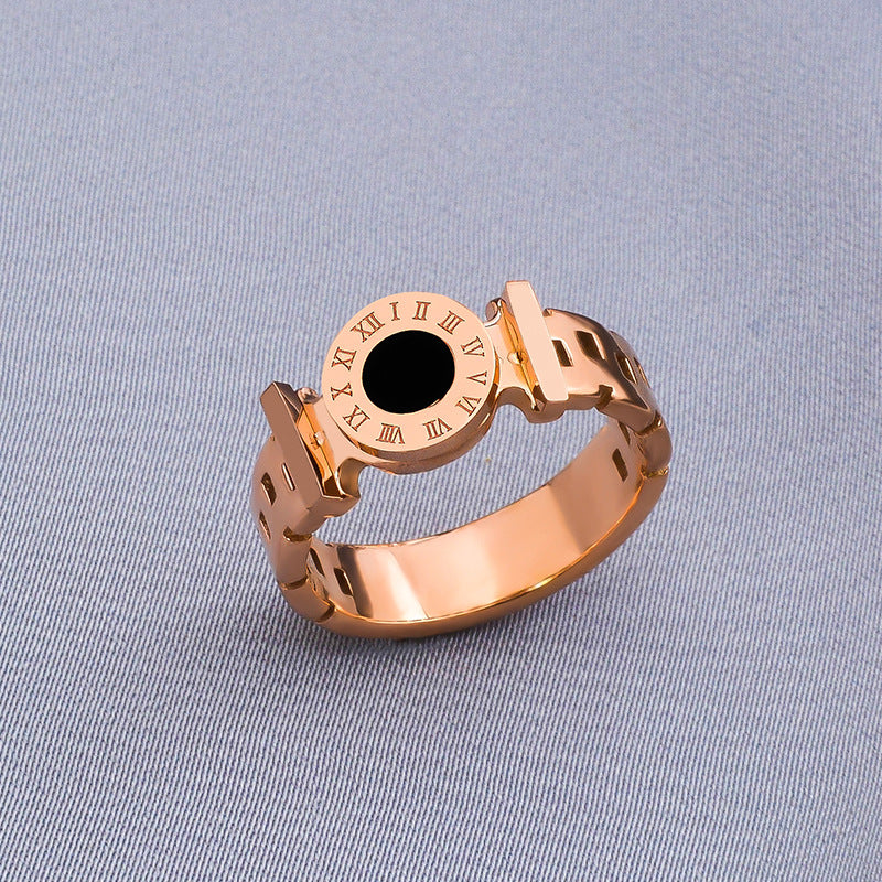 Design Roman Numeral Female Titanium Steel Rings