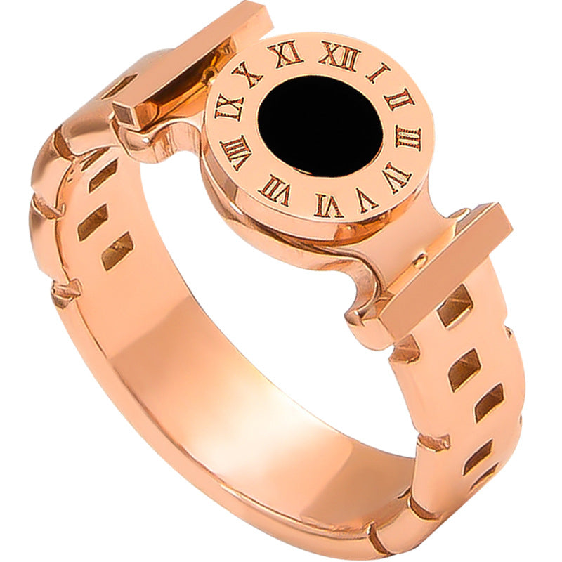 Design Roman Numeral Female Titanium Steel Rings