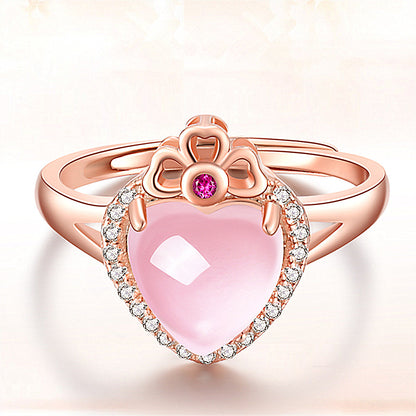 Love Crown Pink Crystal Style Light Extravagant Heart Rings