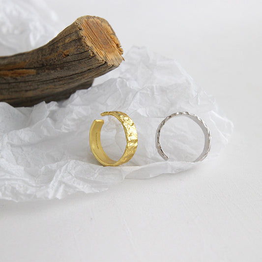 Irregular Concave Gold Tin Foil Pattern Rings