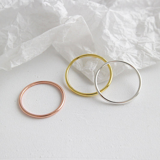Sterling Sier Thin Glossy Korean Style Rings