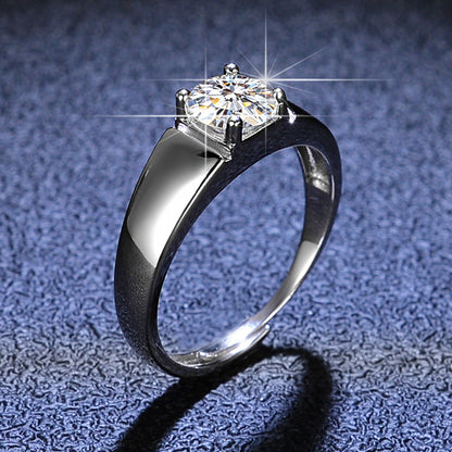 Sier Moissanite Classic Simple Elegant Man's Rings