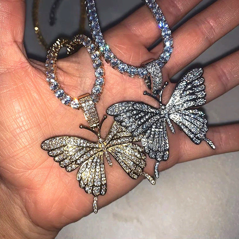 Temperament Cuban Butterfly Hip Hop Ear Necklaces