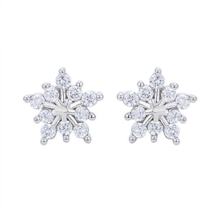 Creative Snowflake Zircon Female Sweet Plum Earrings