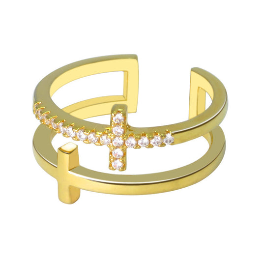 Trend Double Layer Cross Female Fashion Rings
