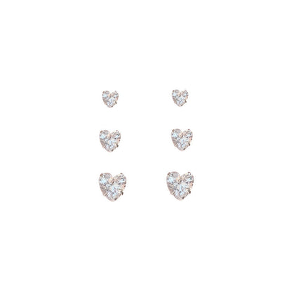 With Shiny Diamond Heart-shaped Small Ear Female Korean Style Earrings