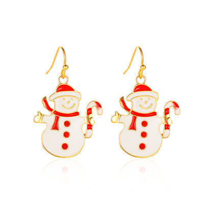 Three-piece Personalized Dripping Oil Santa Bell Ear Earrings