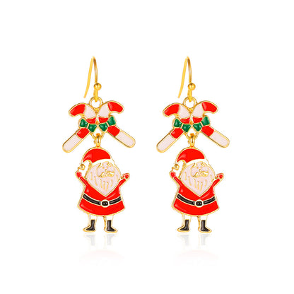 Three-piece Personalized Dripping Oil Santa Bell Ear Earrings