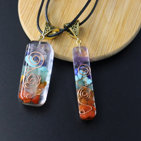 Colorful Gravel Hexagonal Cone Hexagon Prism Pendants