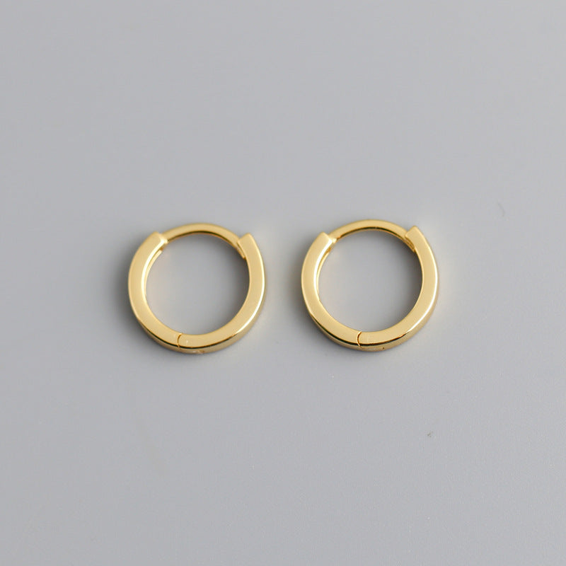 Women's Simple Plain Circle Ear Sterling Sier Earrings