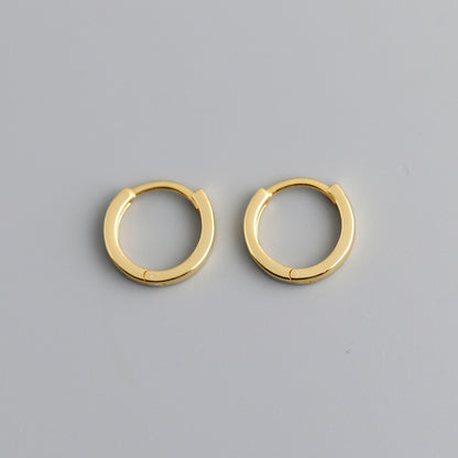 Women's Simple Plain Circle Ear Sterling Sier Earrings