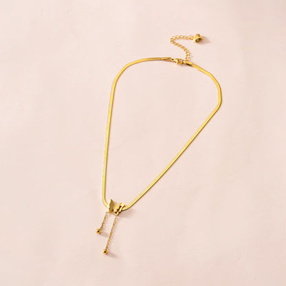 Simple Style Butterfly Stainless Steel Gold Plated Necklaces