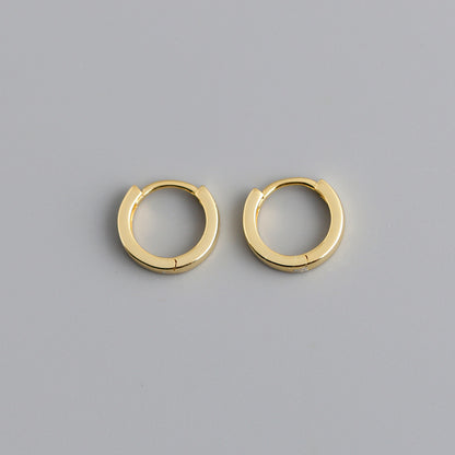 Women's Simple Plain Circle Ear Sterling Sier Earrings