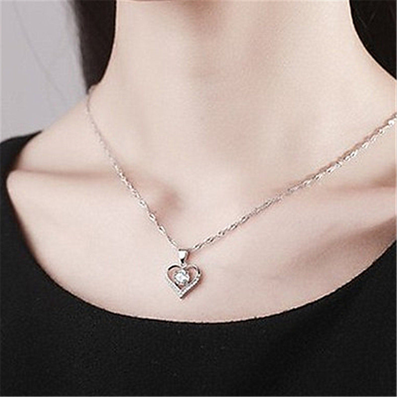 Korean Style Sier Love Choice Heart-shaped Pendants